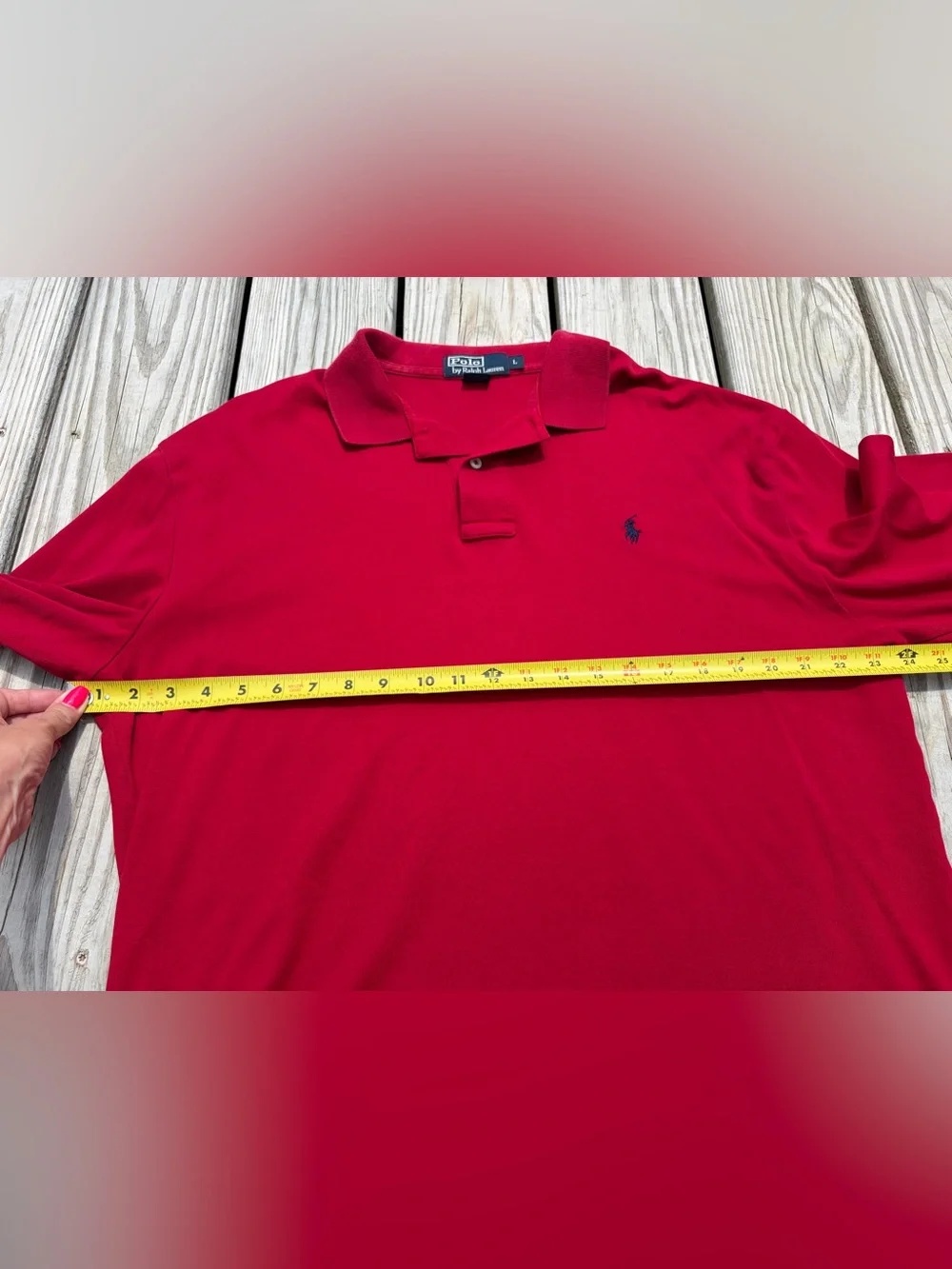 Ralph Lauren Polo Knit Shirt Mens L Button Pullover Red Collared Cotton FLAW